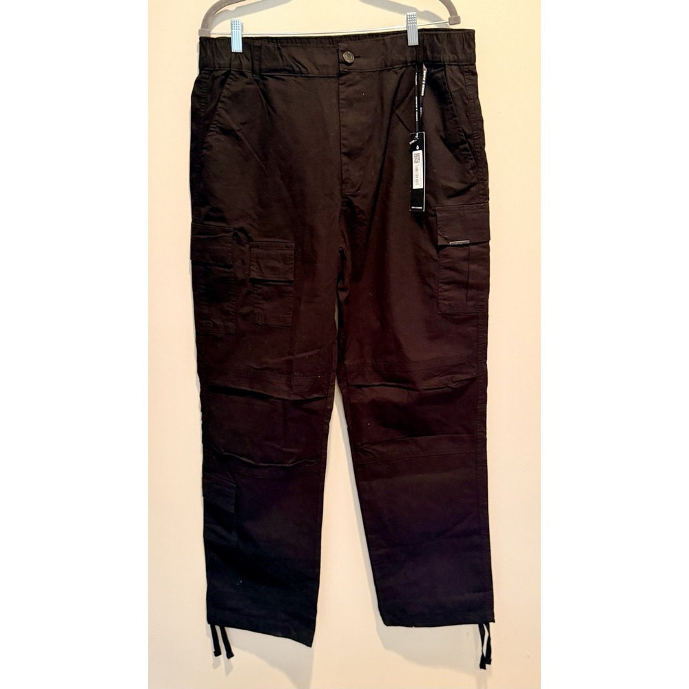 Supply & Demand Black Cargo Pants Mens XL Solid Drawstring Logo SUM17401
